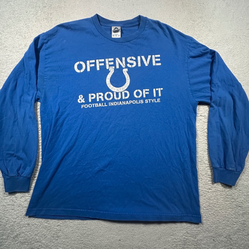 Vintage Y2K Alstyle Indianapolis Football Shirt Mens XL Blue Long Sleeve‎